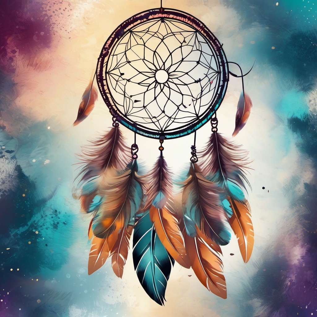 Boho Background - Bohemian Dreamcatcher and Feathers, Free-Spirited Vibes  intricate patterns, splash art, wallpaper art