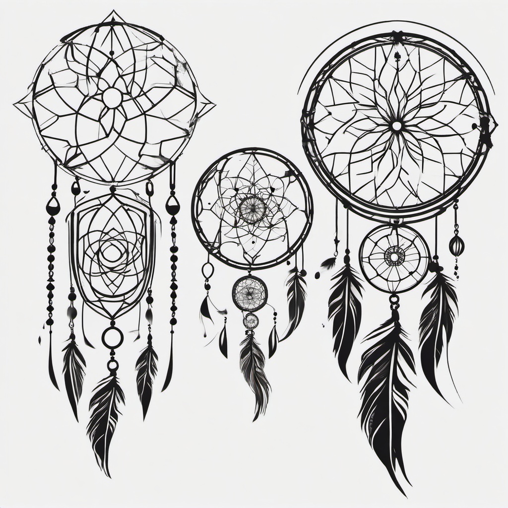 Abstract Dream Catcher Tattoo - Abstract and artistic dream catcher tattoo designs.  simple vector tattoo,minimalist,white background