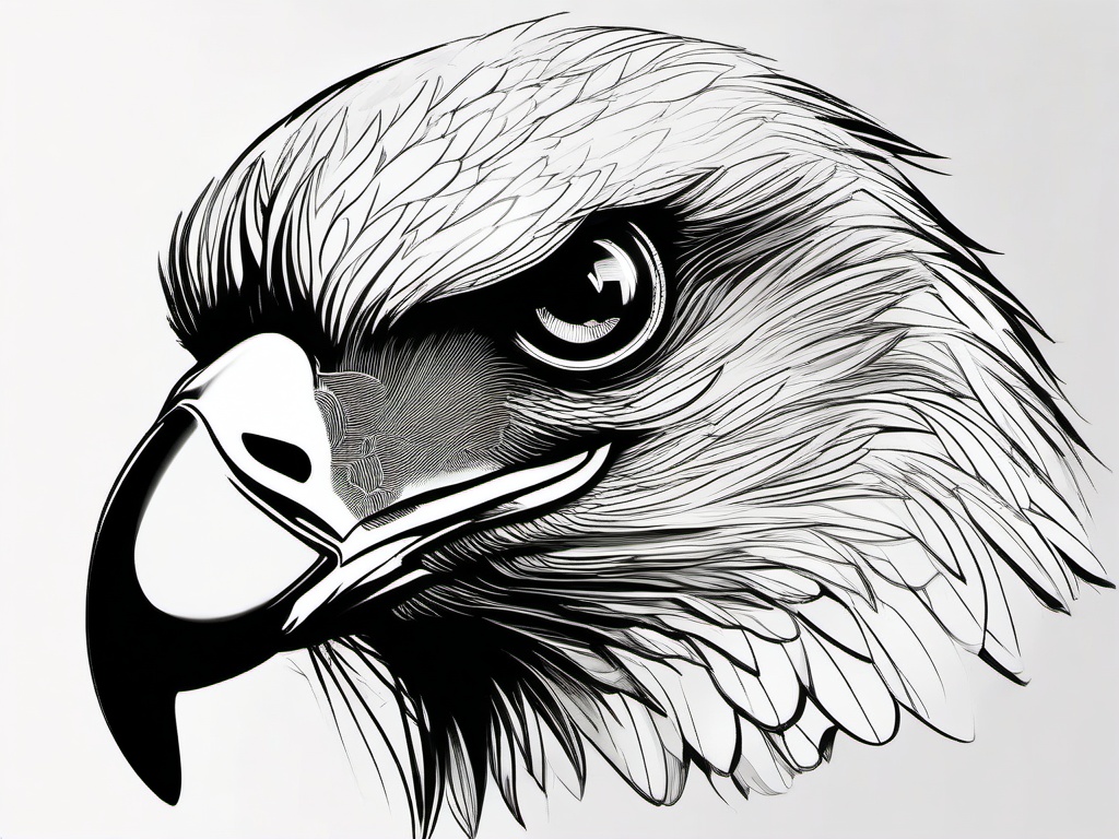 drawing of an eagle with glowing eyes  minimal rough sketch scribbles,doodles,black and white