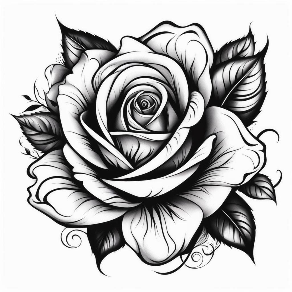 Tattoo rose black, Artistic renditions of roses in black ink. , color tattoo design, clean white background