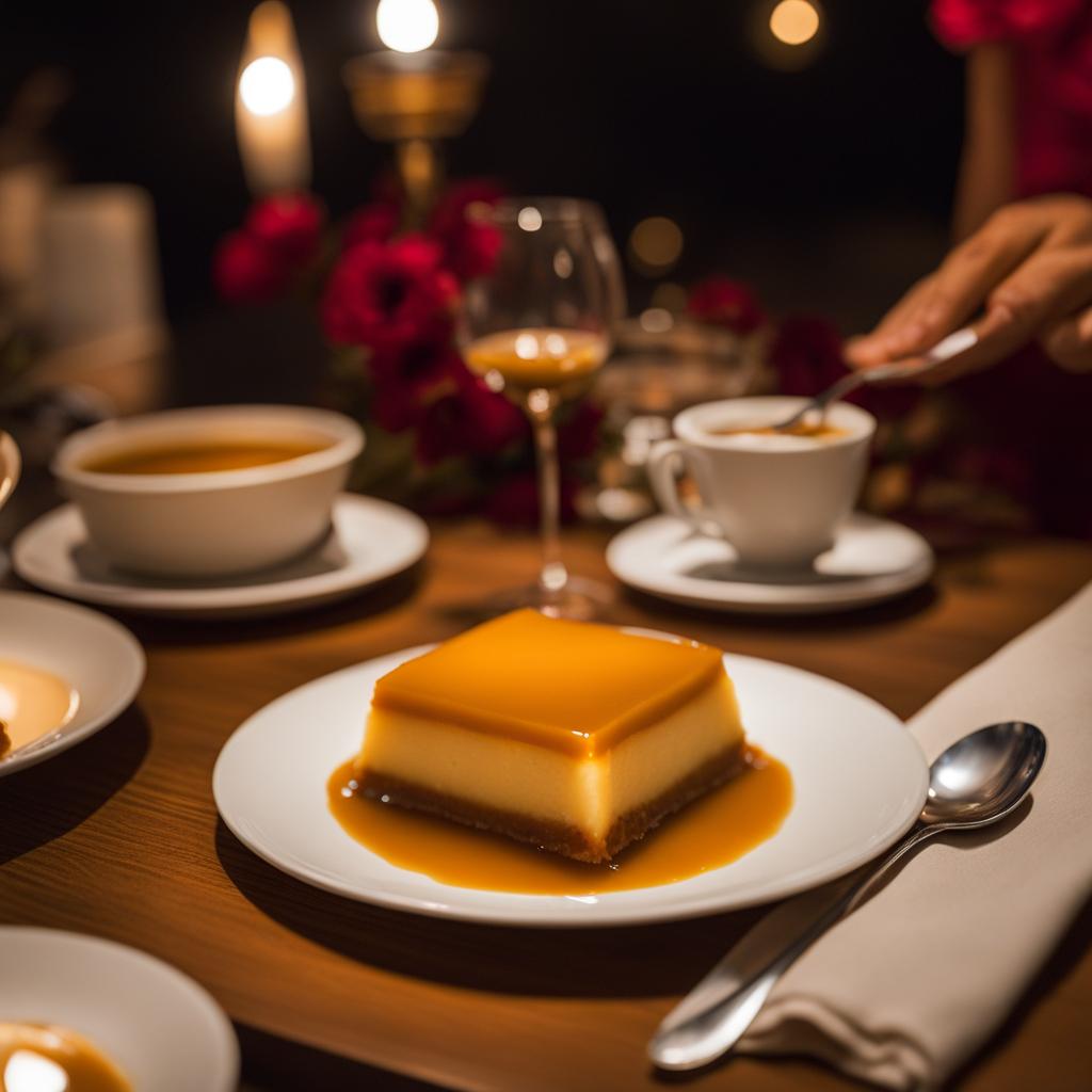 pudim at a family dinner - delighting in brazilian pudim, a smooth caramel flan dessert, during a heartwarming family dinner. 