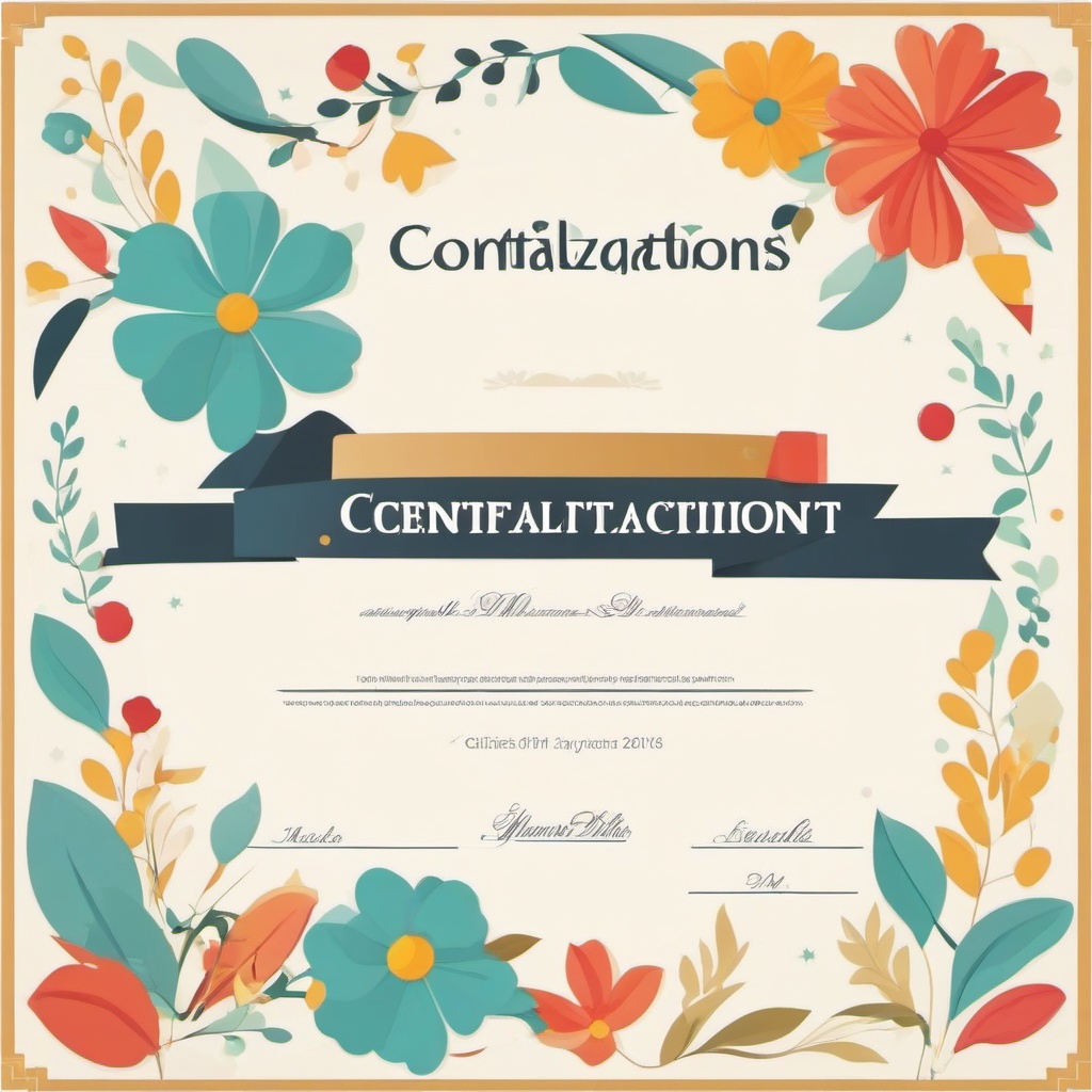 Congratulations clipart - certificate of achievement  color,minimalist,vector clipart