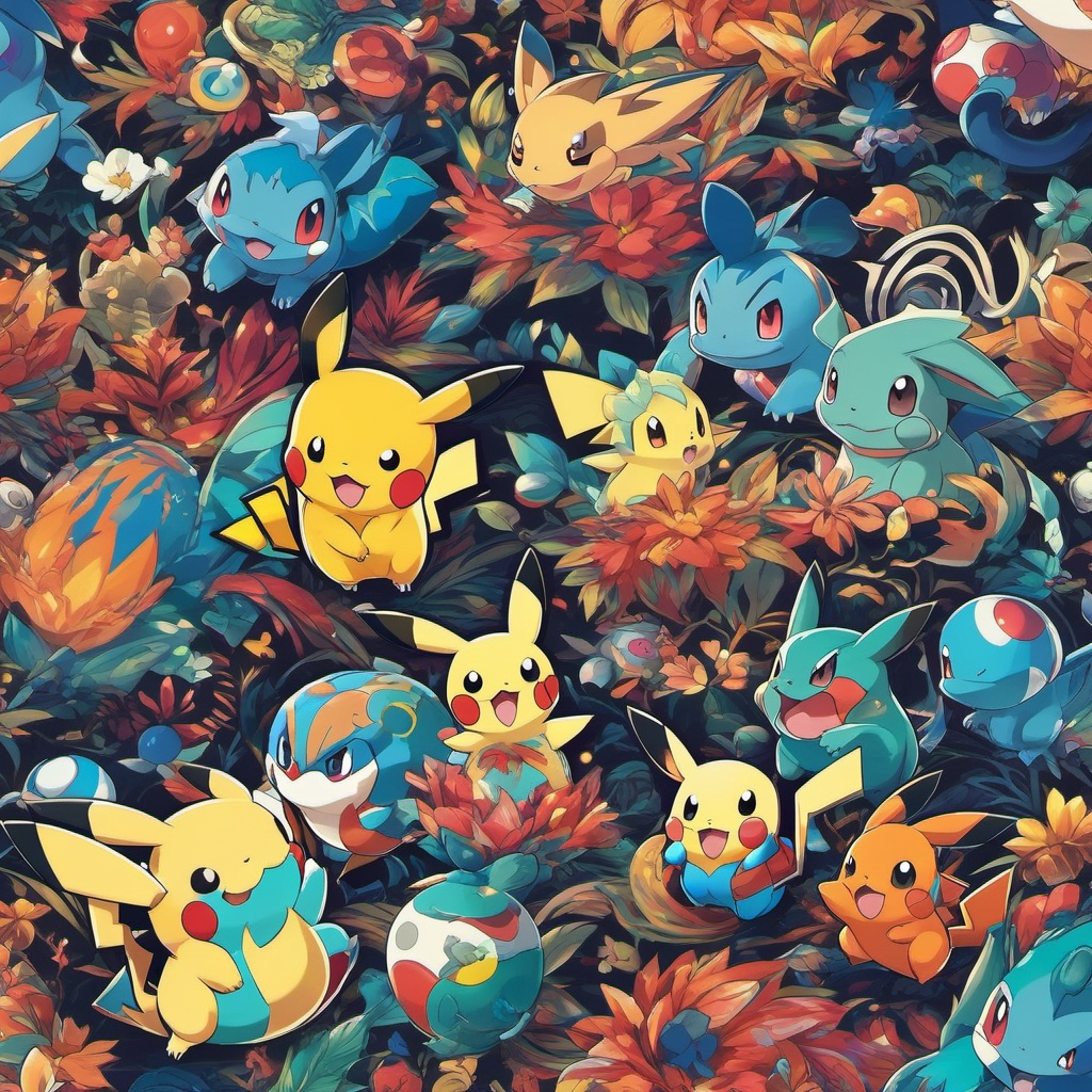 Pokemon Anime Wallpaper Exciting Adventures in the World of Pokemon wallpaper splash art, vibrant colors, intricate patterns