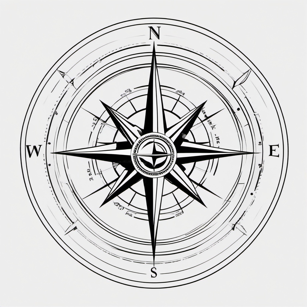 Compass and Coordinates Tattoo - Compass tattoo featuring coordinates.  simple vector tattoo,minimalist,white background