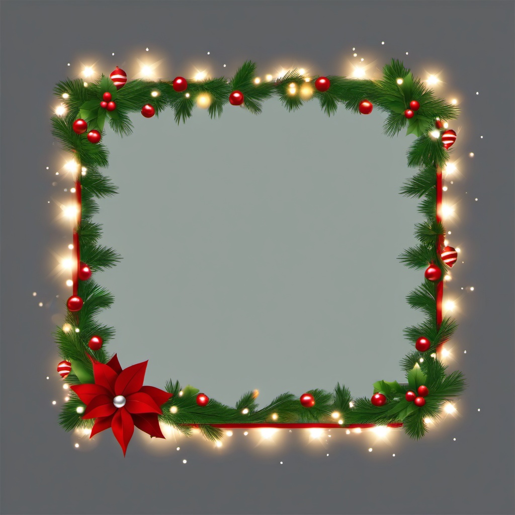 Christmas free border with twinkling lights clipart  simple, 2d flat