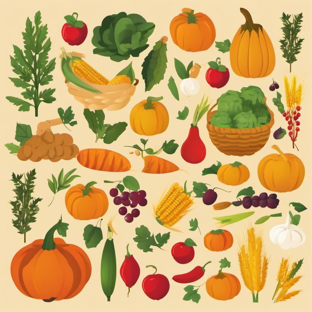 Harvest Abundance clipart - Plenty of harvest delights, ,vector color clipart,minimal