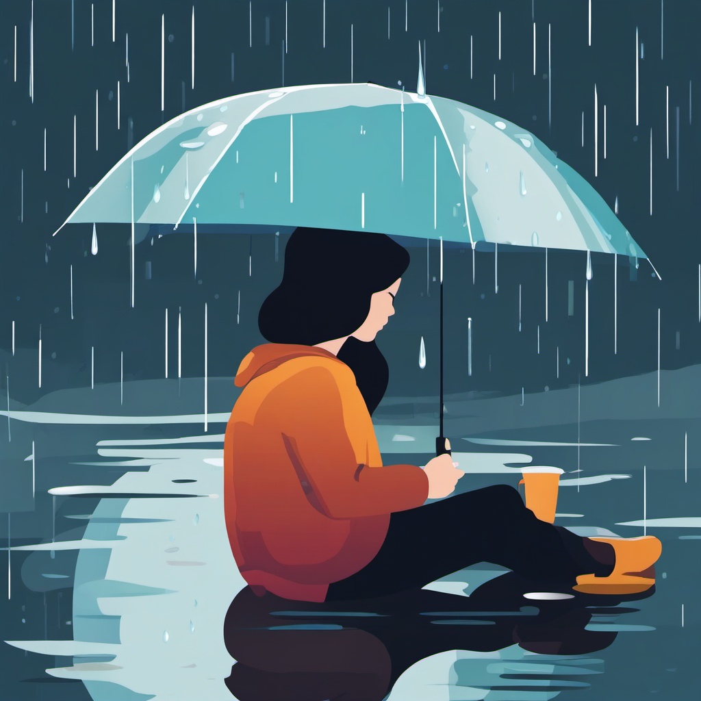 Rainy Day Reflections clipart - Reflecting on a rainy day, ,vector color clipart,minimal