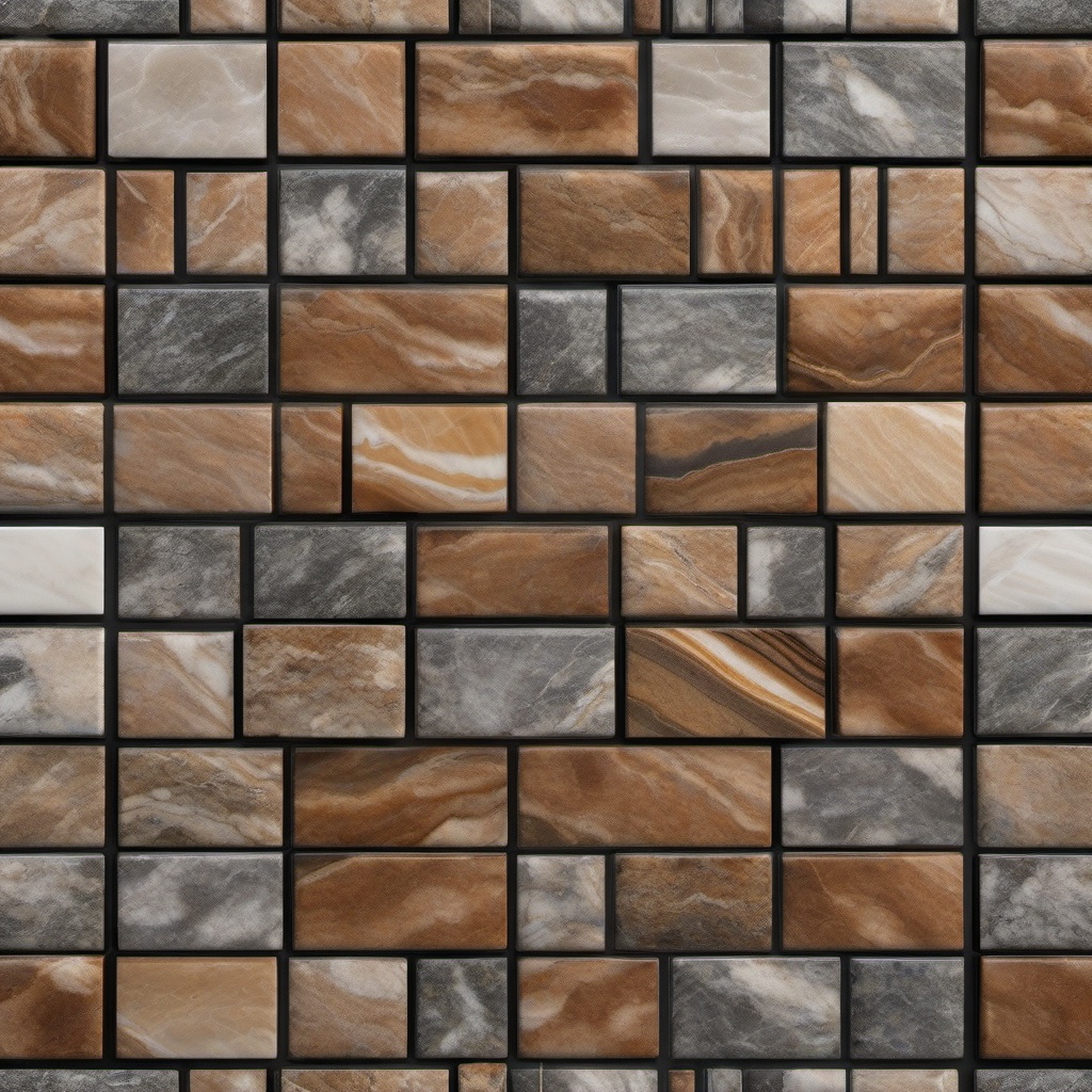 Granite and marble brickwork tile motif top view, product photoshoot realistic background, hyper detail, high resolution