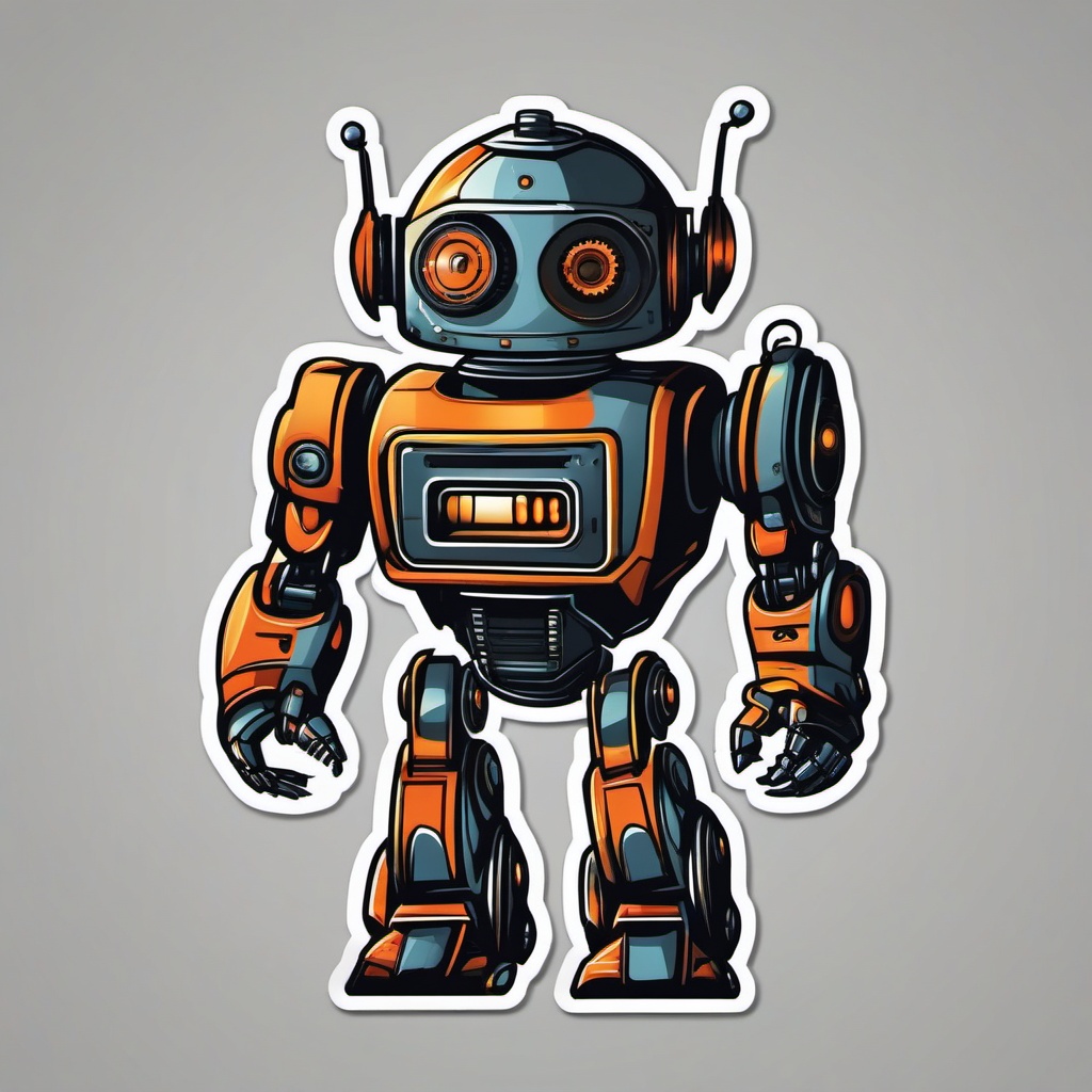 Robot sticker, Futuristic , sticker vector art, minimalist design