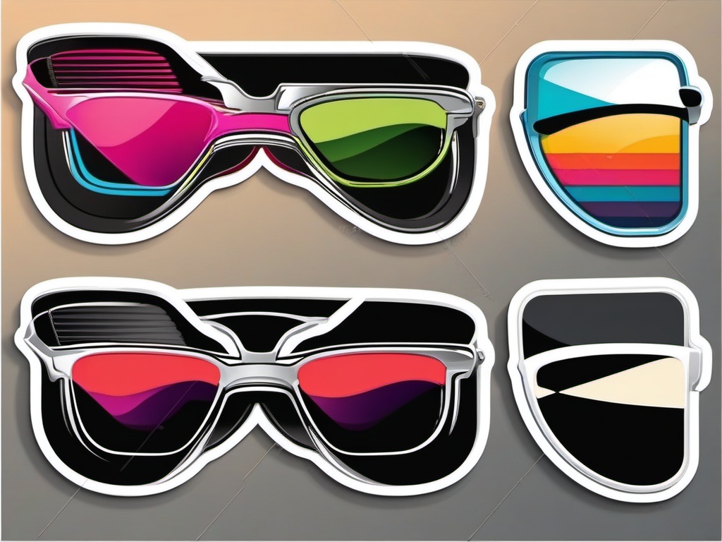 Sunglasses Sticker - Stylish sunglasses icon, ,vector color sticker art,minimal