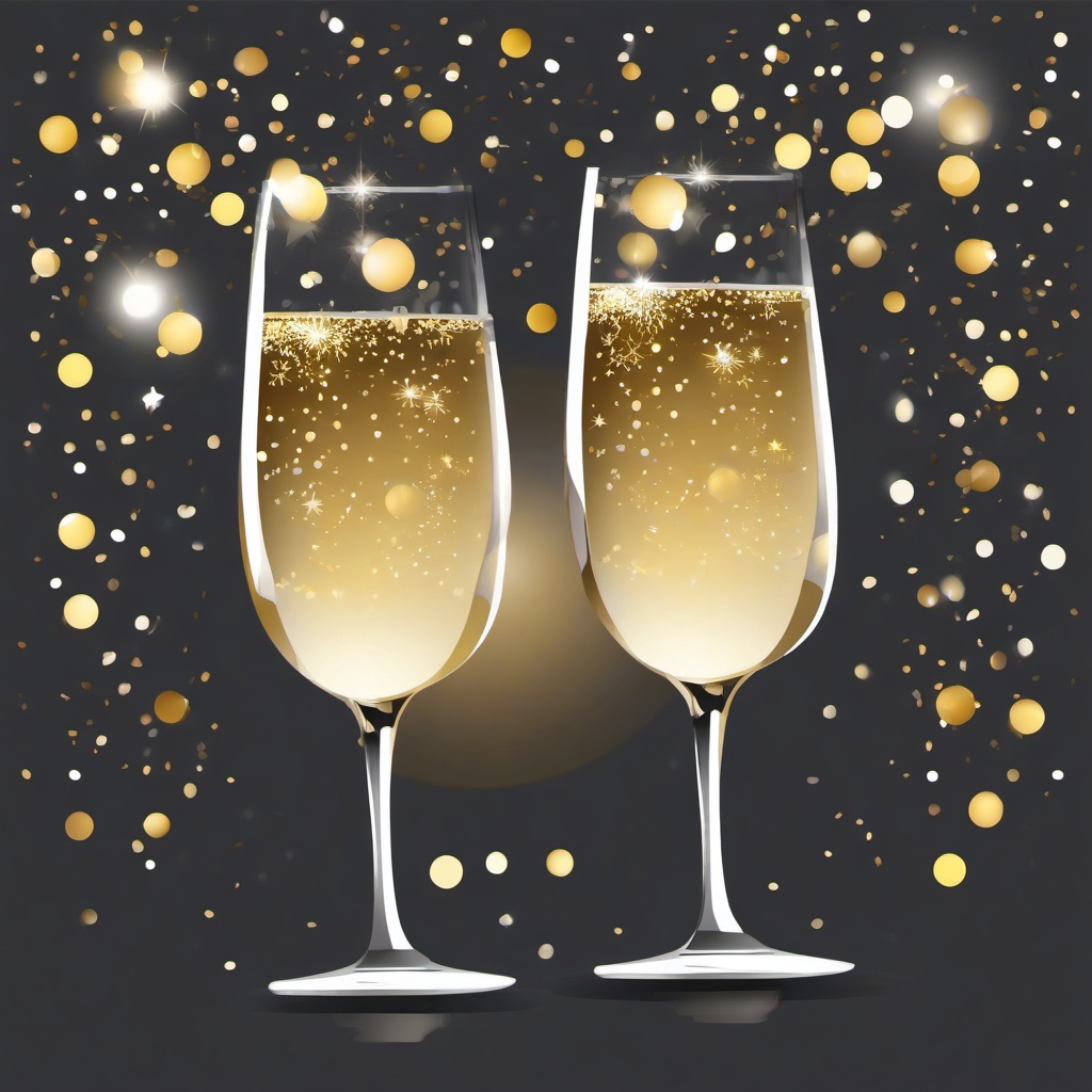 Happy New Year clipart - New Year toast with champagne glasses  