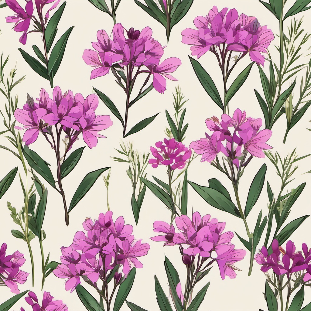 Alpine Willow Herb Clip Art - Willow herb blooms in alpine regions,  color vector clipart, minimal style