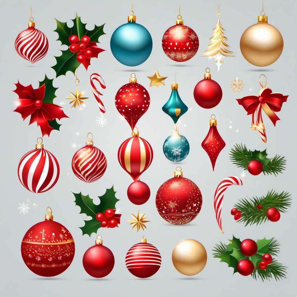 Christmas clip art transparent background, Transparent Christmas decorations for your designs.  simple, 2d flat