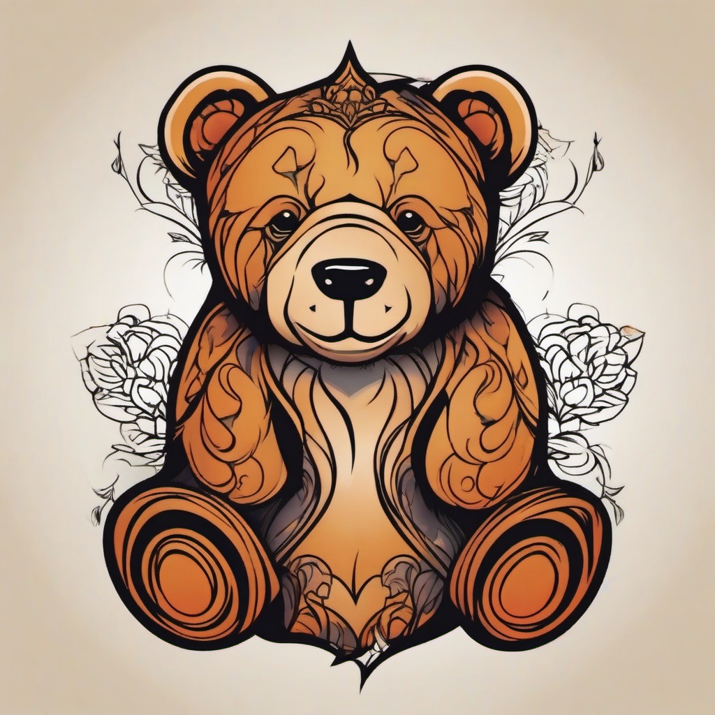 simple teddy tattoo  simple vector color tattoo