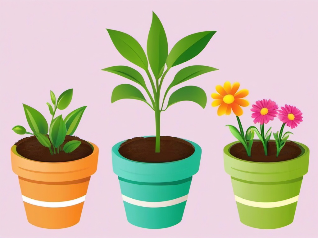 Spring Flower clipart - flower pot with seedlings  clipart