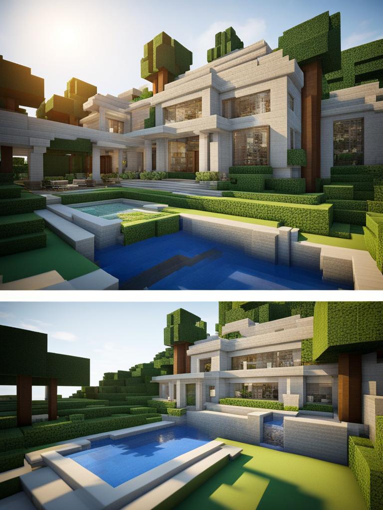 massive mansion with sprawling gardens and pools - minecraft house design ideas minecraft block style