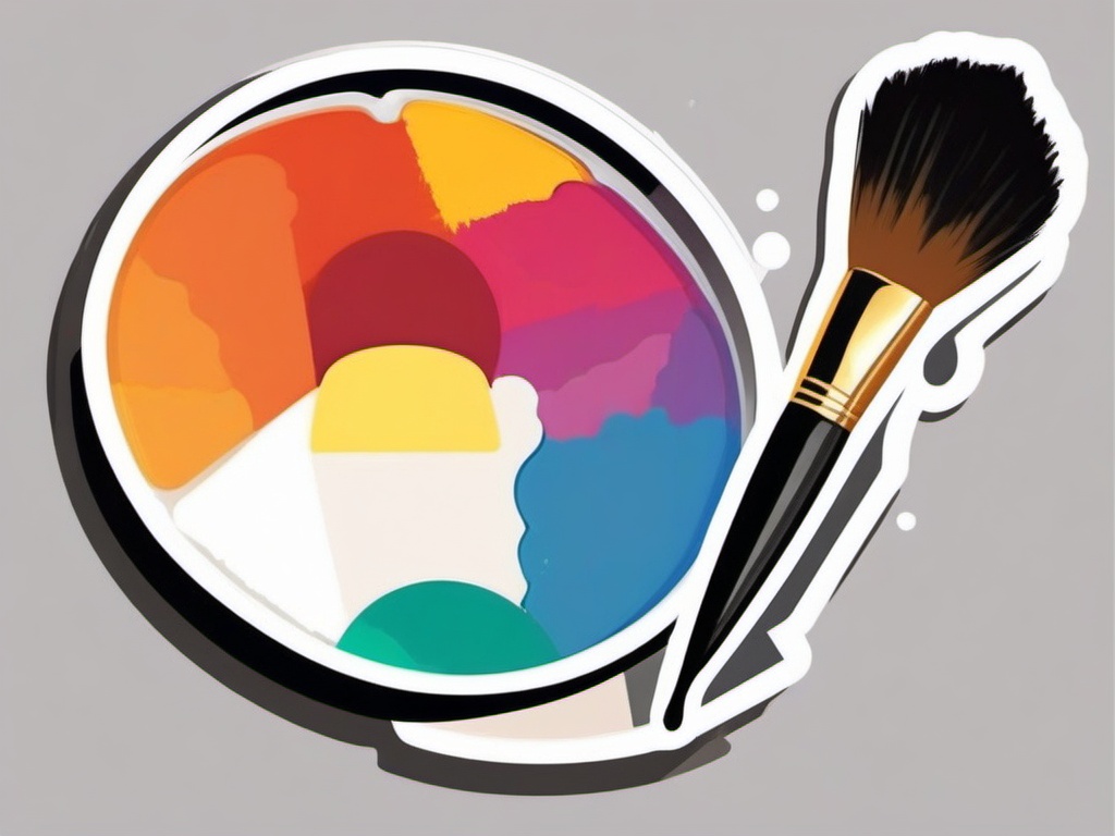 Palette and Brush Sticker - Artistic palette with paintbrush, ,vector color sticker art,minimal