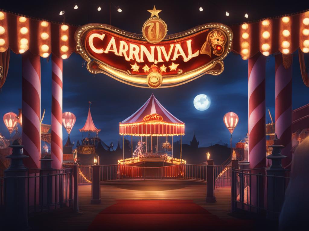 spooky carnival - showcase an eerie carnival with anime characters exploring ghostly rides and attractions. 