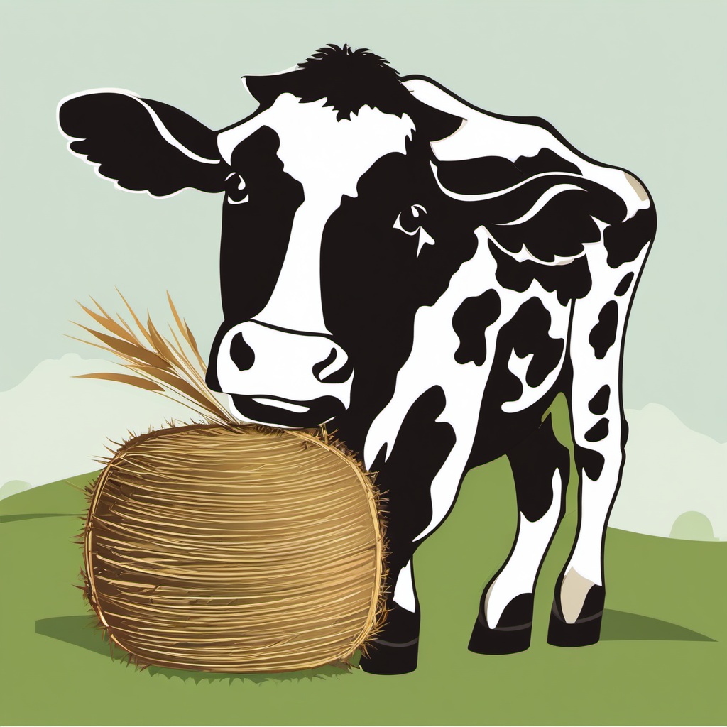 Cow clipart - cow and a hay bale  