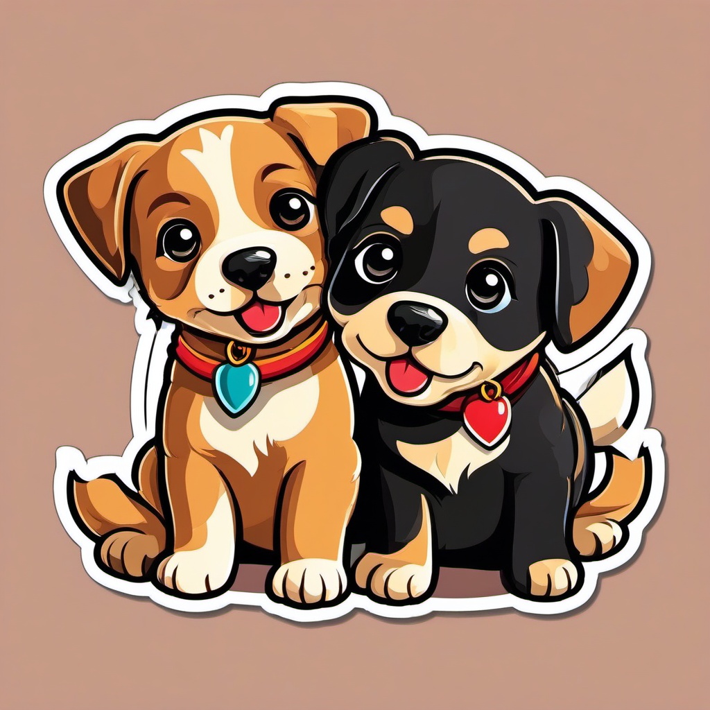 Cute Puppies sticker- Playful Canine Cuteness, , color sticker vector art