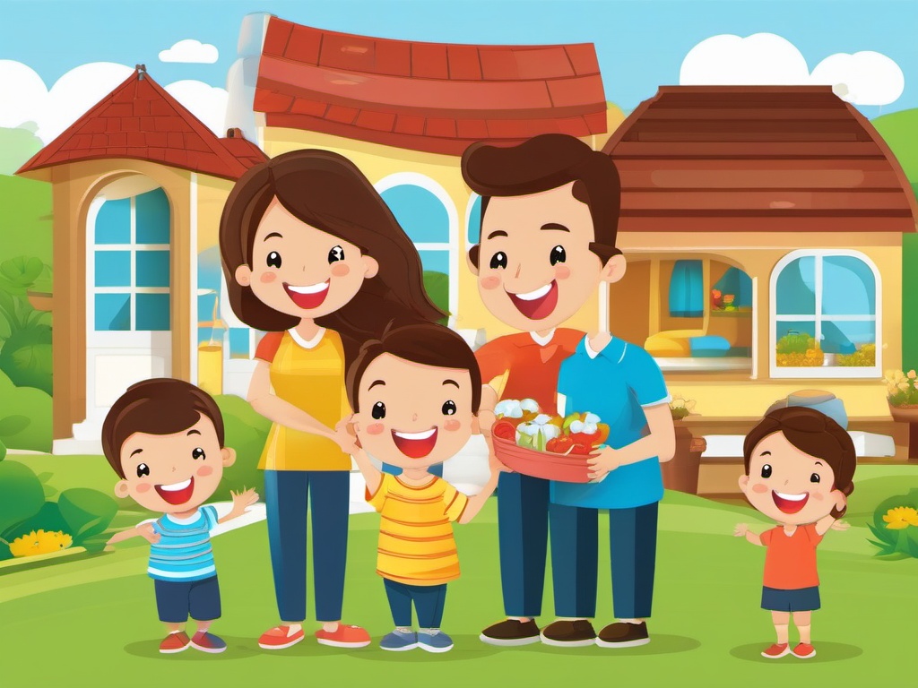 Family Clipart, A happy family enjoying time together. 