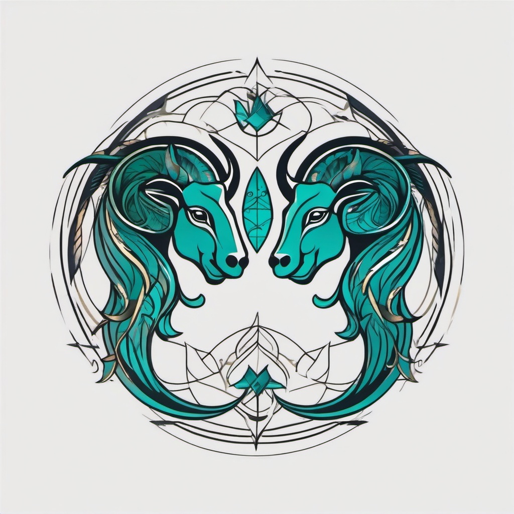 aries and pisces tattoo  simple vector color tattoo