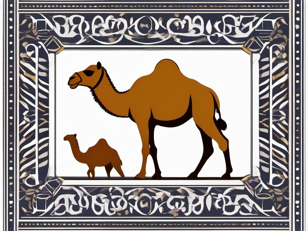 Camel cartoon  minimal, white background