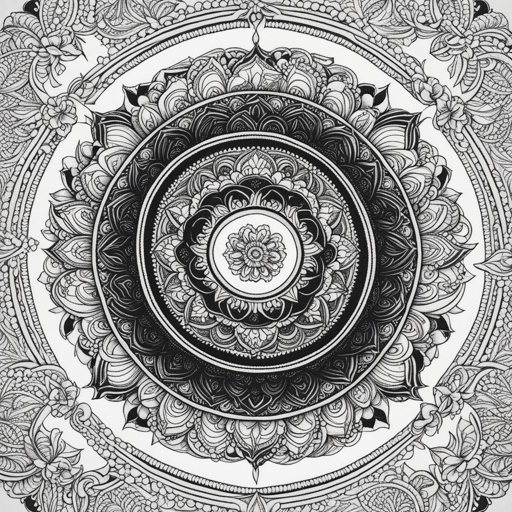 mandala tattoo black and white design 