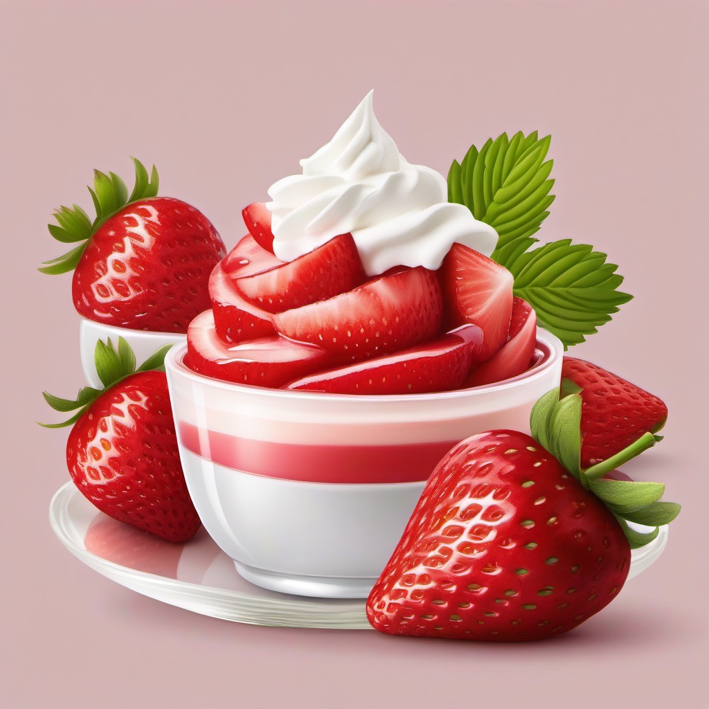 Strawberry clipart - strawberry dessert with whipped cream  