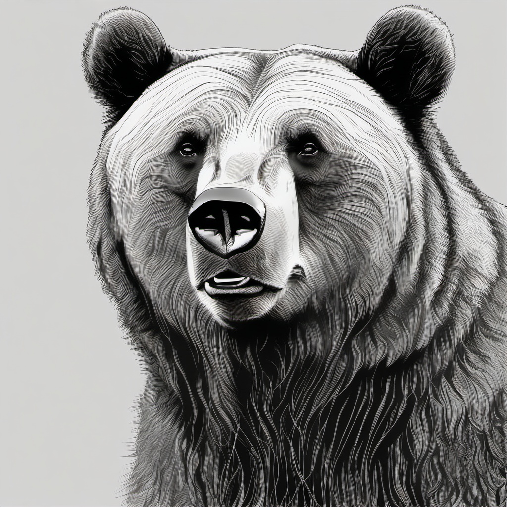 drawing of a brown bear  minimal rough sketch scribbles,doodles,black and white