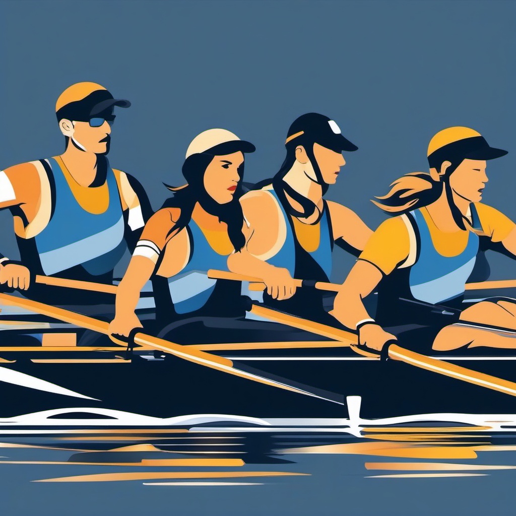 Rowing Team clipart - A dedicated rowing team in action., ,vector color clipart,minimal