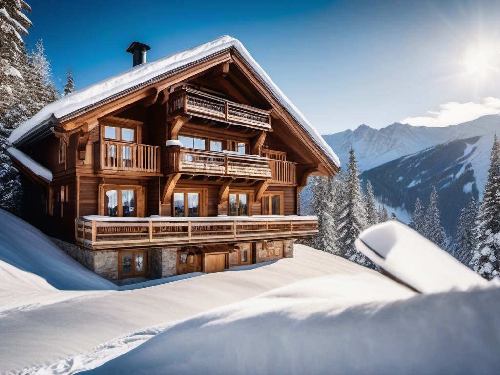 Ski Chalet by the Slopes  background picture, close shot professional product  photography, natural lighting, canon lens, shot on dslr 64 megapixels sharp focus