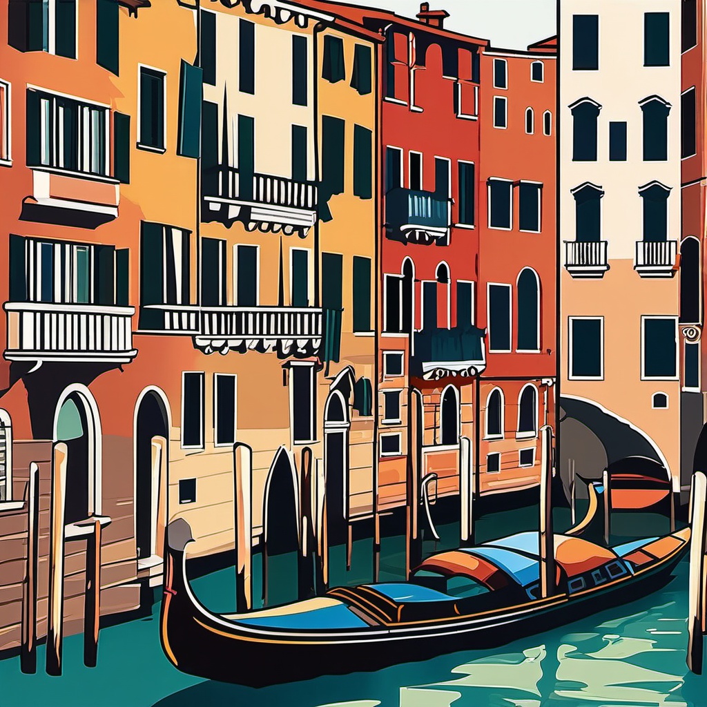 Venice Canals clipart - Iconic canals of Venice, Italy, ,color clipart vector style