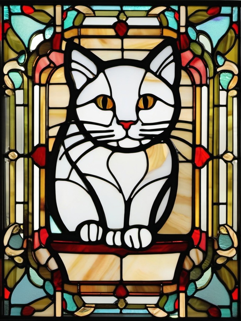 Stained Glass Peeking Cat - Add a touch of playful charm to your space with stained glass peeking cat designs, featuring whimsical and endearing cat motifs.  