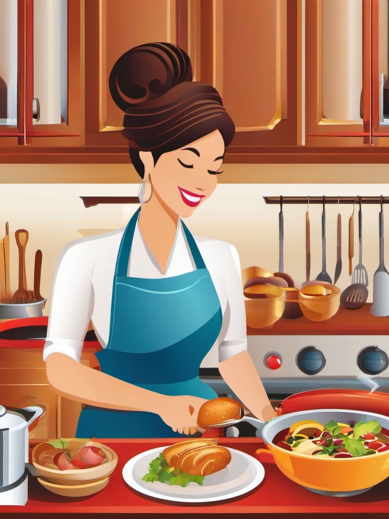 Cooking clipart - serving a delicious meal  vector clipart