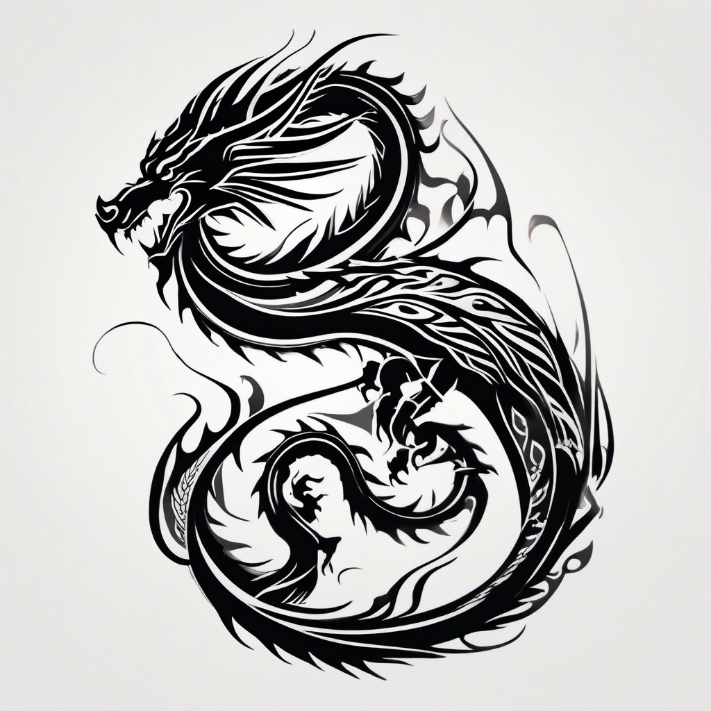 Dragon Tattoo Ink - Tattoo ink specifically designed or themed around dragon motifs.  simple color tattoo,minimalist,white background