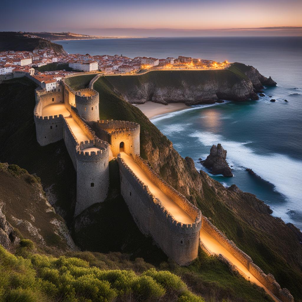 medieval fortresses, with imposing battlements, guard the rugged coastlines of portugal. 