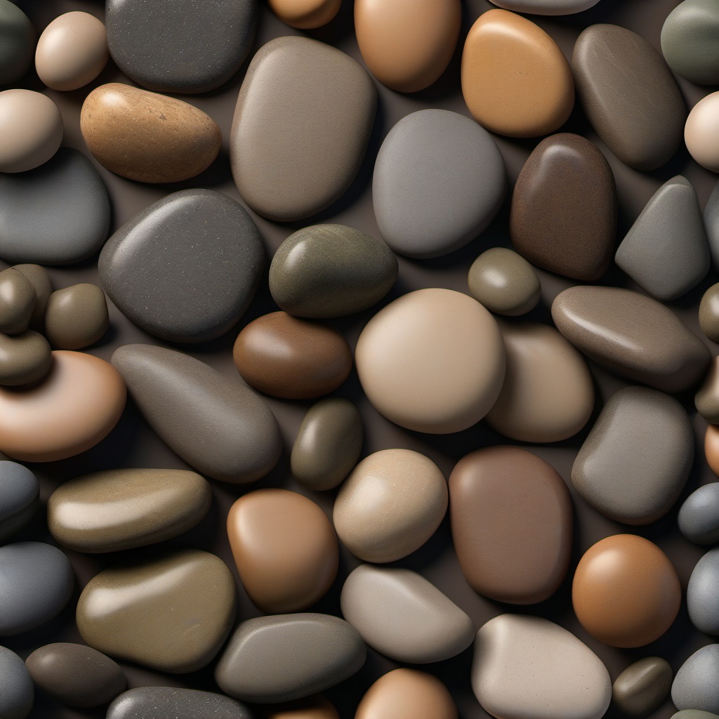 Garden stones with a smooth, rounded surface in earthy tones top view, product photoshoot realistic background, hyper detail, high resolution