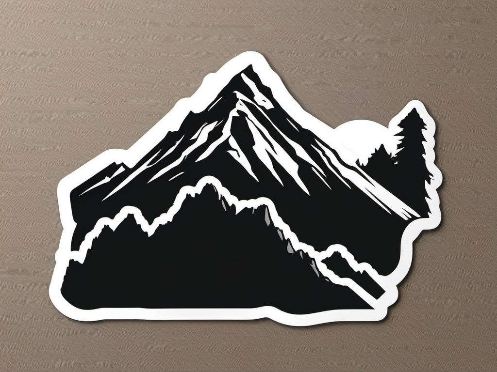 Mountain Silhouette Sticker - Rugged mountain silhouette, ,vector color sticker art,minimal