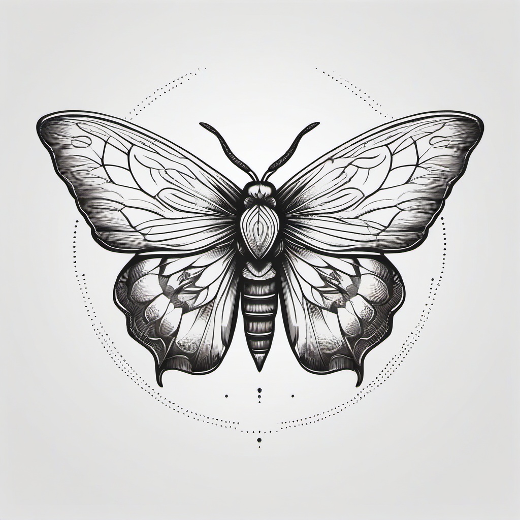 Moth Tattoo - Represents transformation, mystery, and intuition  minimal tattoo design,white background