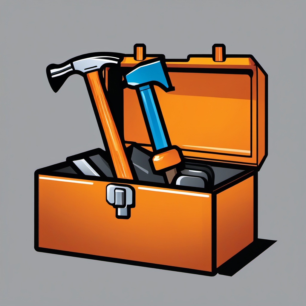 Toolbox and hammer icon - Toolbox and hammer icon for handywork,  color clipart, vector art