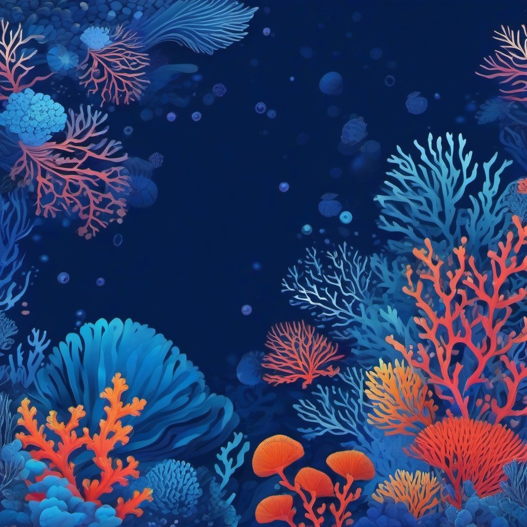 Blue Backgrounds - Deep Blue Underwater World with Corals wallpaper splash art, vibrant colors, intricate patterns