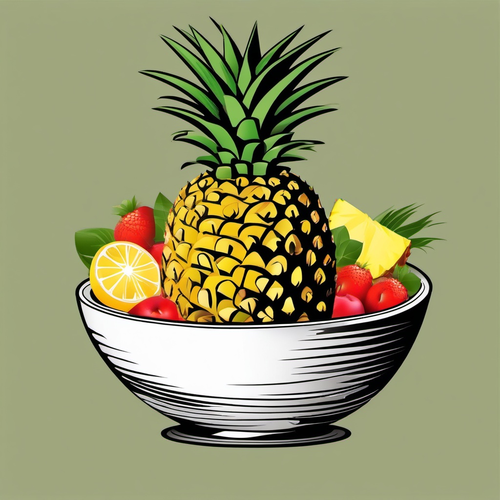 Pineapple clipart - pineapple in a fruit bowl  clipart