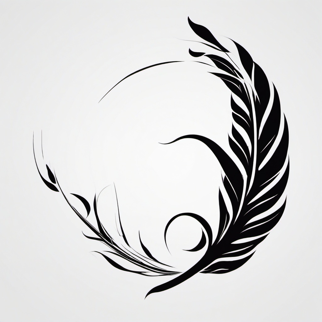 Phoenix Feather Tattoo - Feather with a phoenix connection.  simple vector tattoo,minimalist,white background