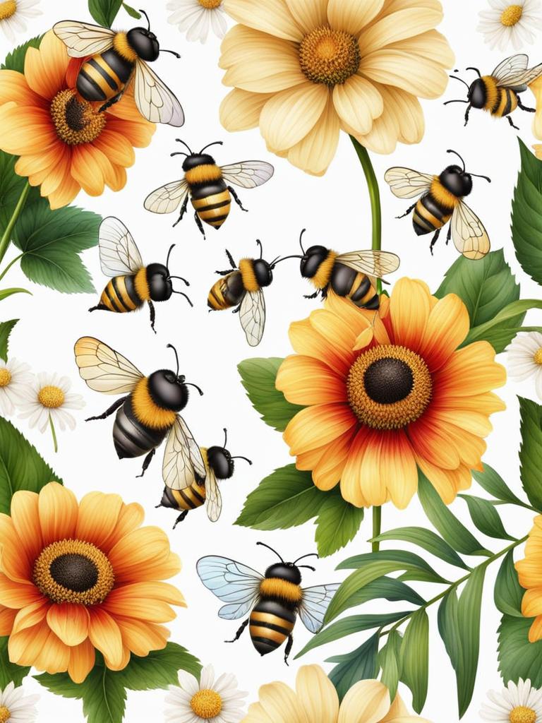 bee clipart transparent background in a garden - buzzing with vibrant life. 