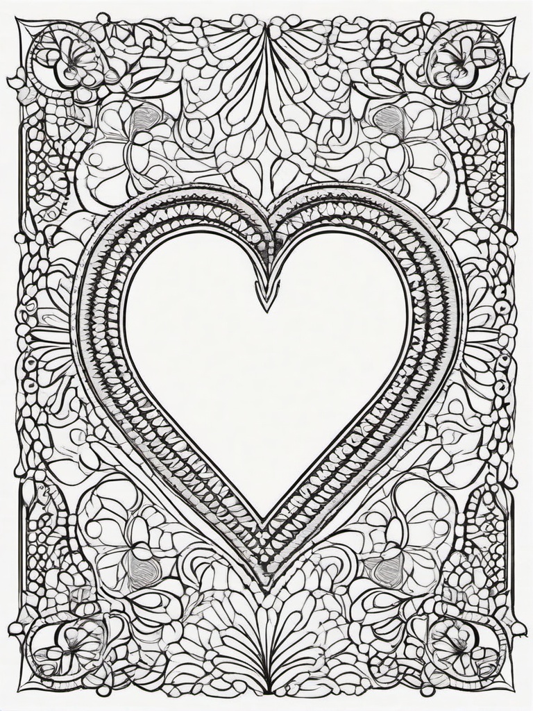 Heart with Lace Coloring Pages - Fancy Heart Designs with Lace Patterns  minimal black outline printable sheet, coloring page