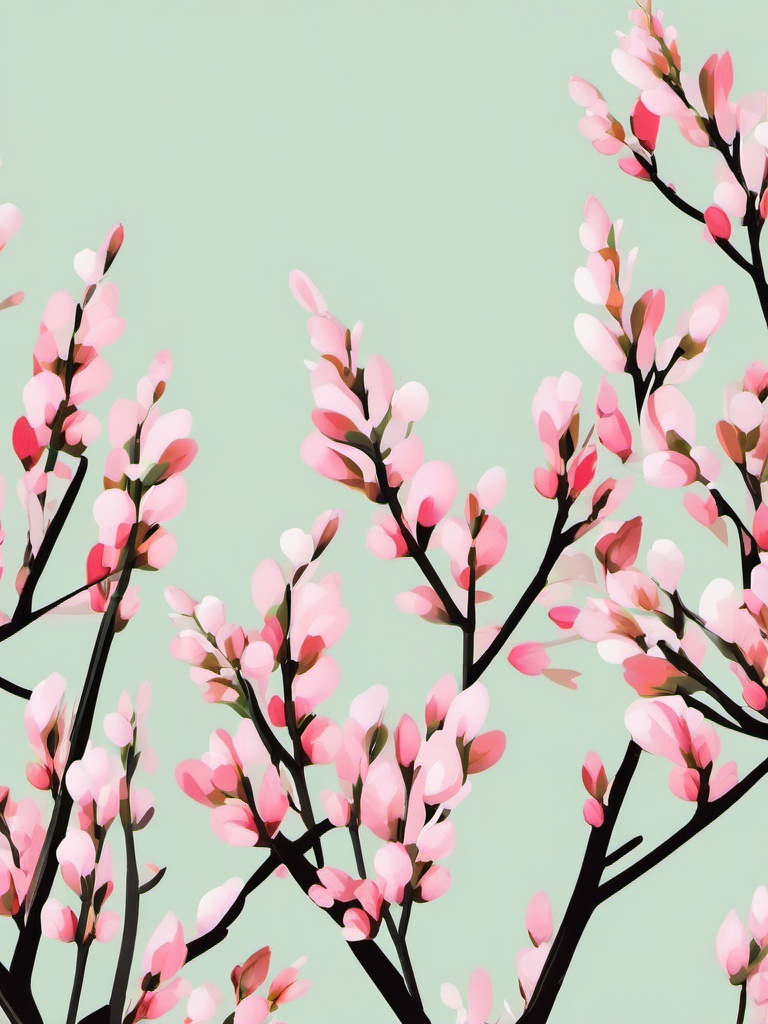 Spring Buds clipart - Buds appearing on tree branches, ,vector color clipart,minimal