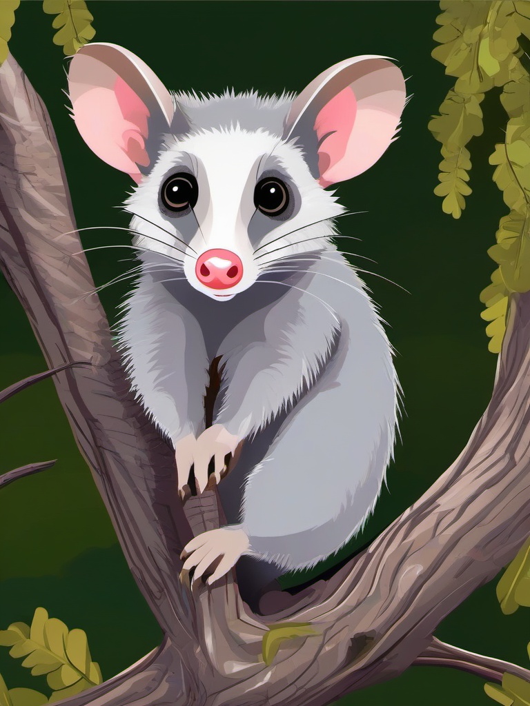 Opossum cartoon - nocturnal, tree-climbing marsupial  