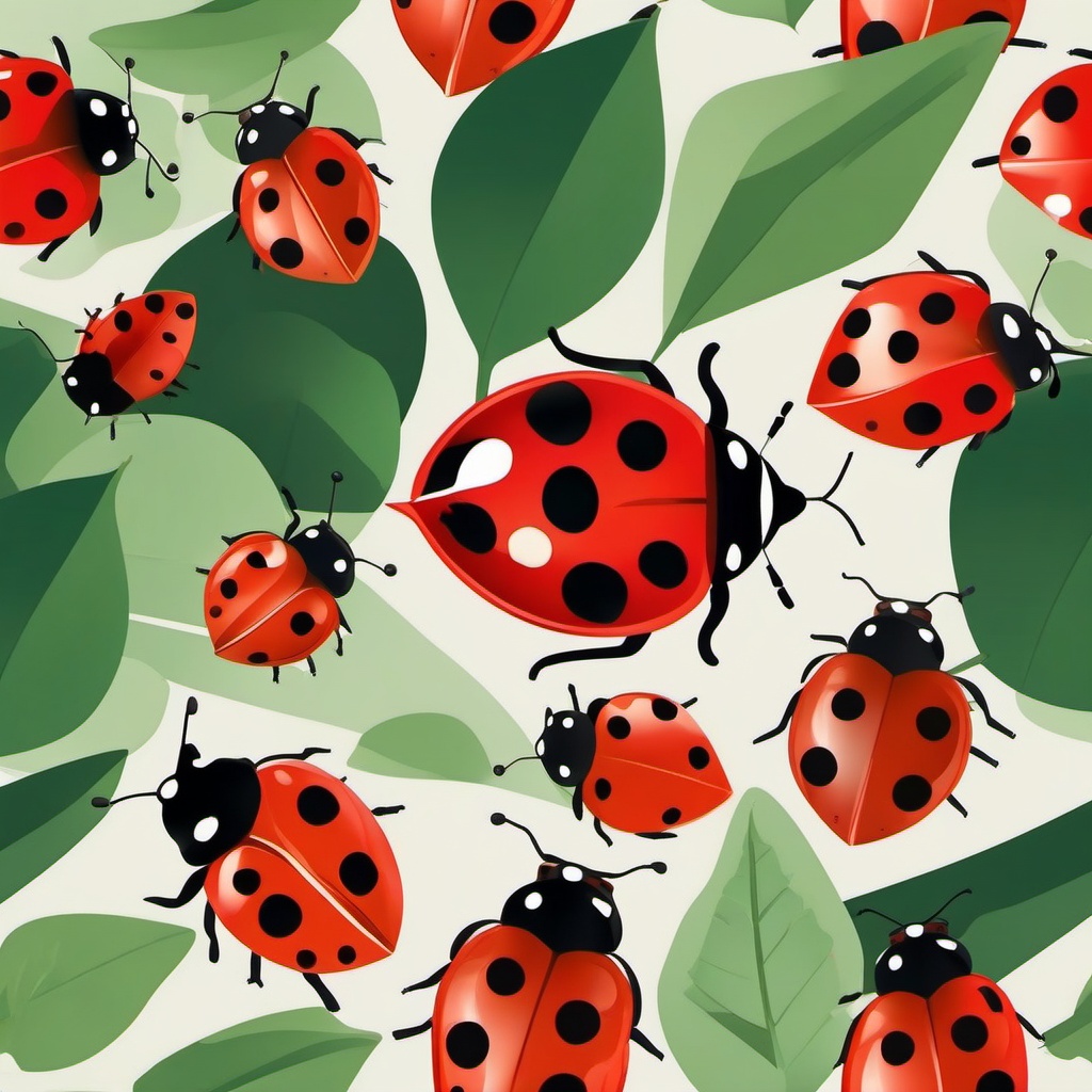 Ladybug Clip Art - Spotted ladybug crawling on a leaf,  color vector clipart, minimal style