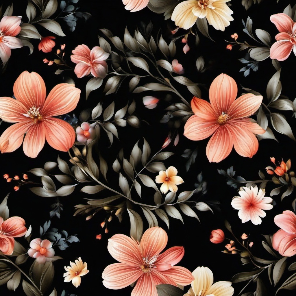 Flower Background Wallpaper - floral on black background  